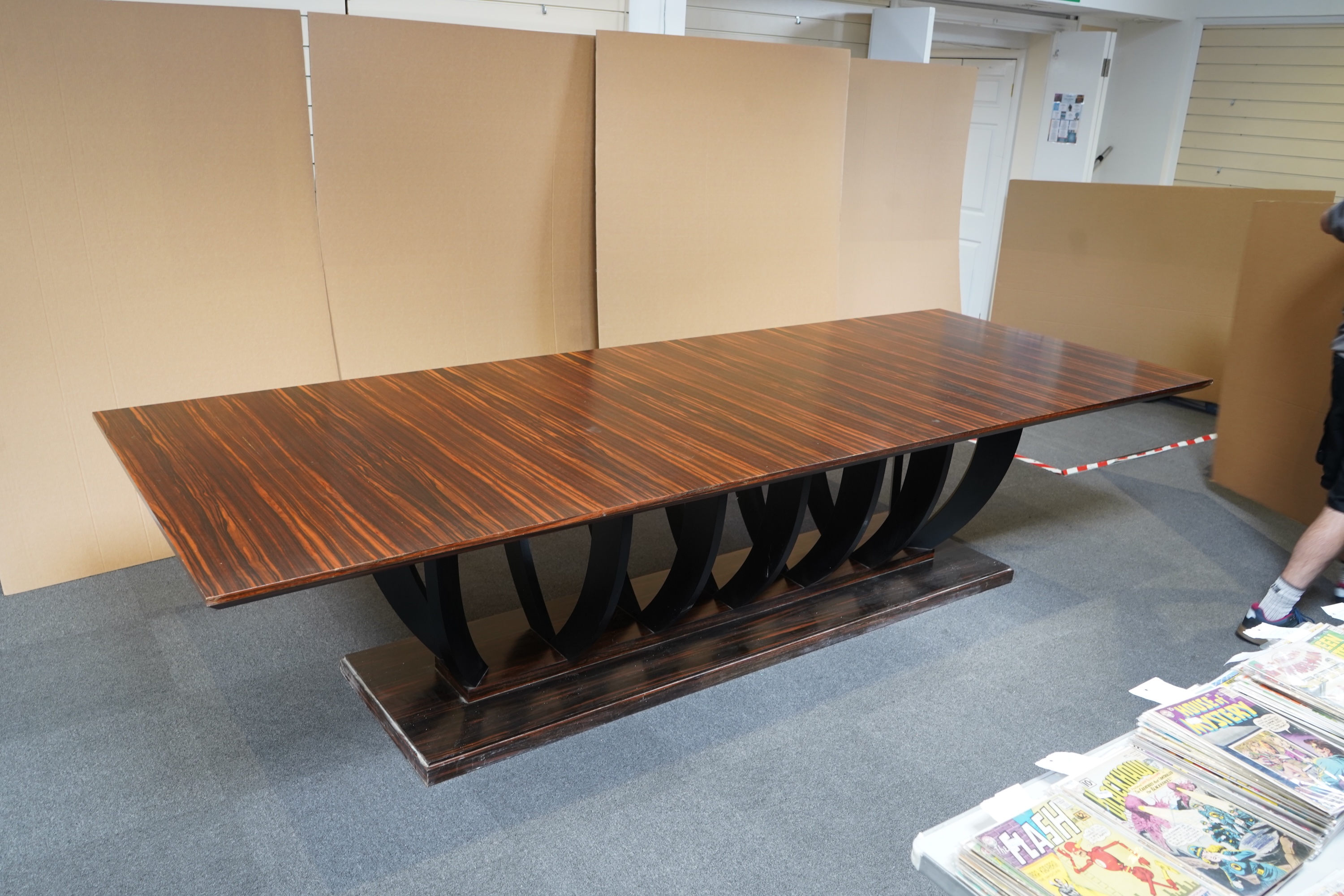 An Art Deco style macassar ebony boardroom/dining table